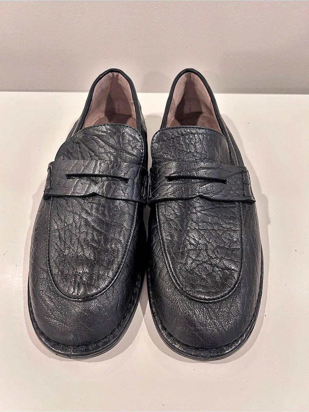 Massimo Dutti Leather Penny Loafer Black Loafers EU 40